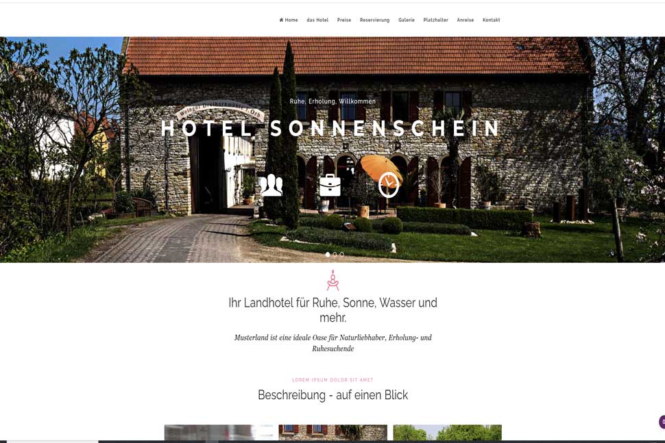 Webseiten Demo Hotel Pension Website